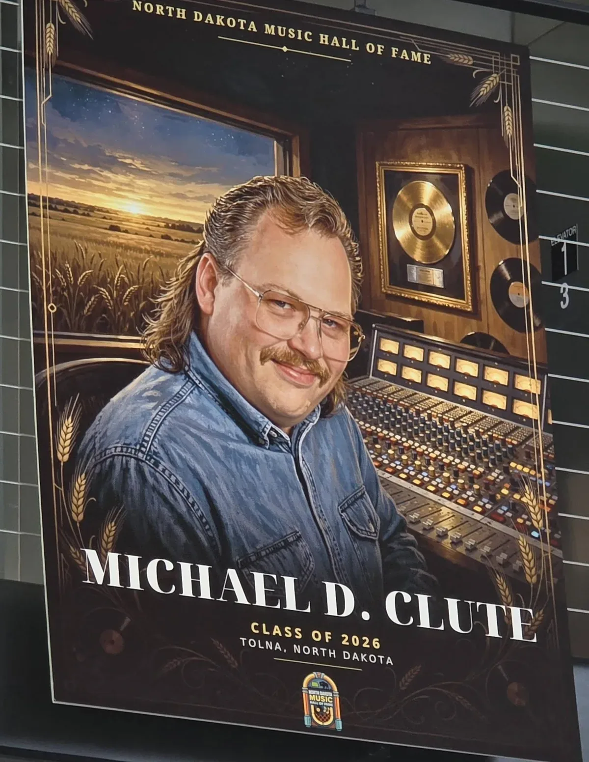 North Dakota Music Hall of Fame Class of 2026 poster for Michael D Clute of Tolna, North Dakota